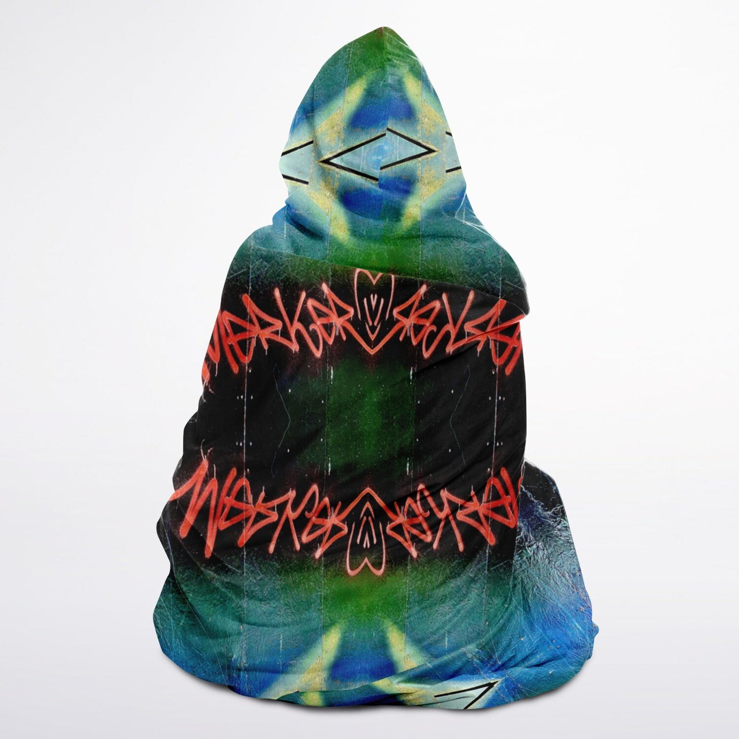Graffiti Blue - Hooded Blanket Sherpa