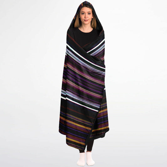 Stripes 75% M1V1 - Hooded Blanket Micro Fleece - AOP