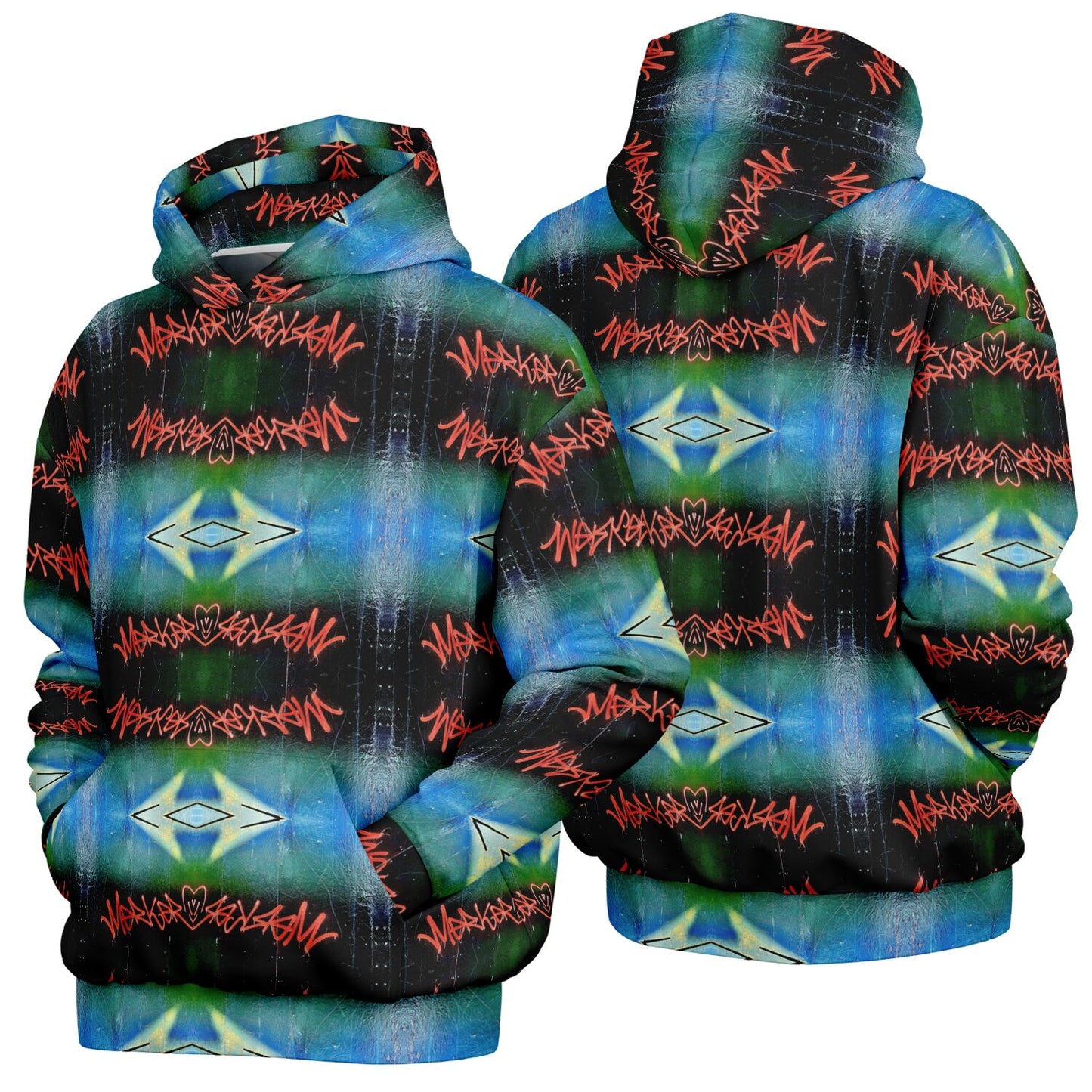 Blue Graffiti 50% - Heavyweight Oversized Hoodie