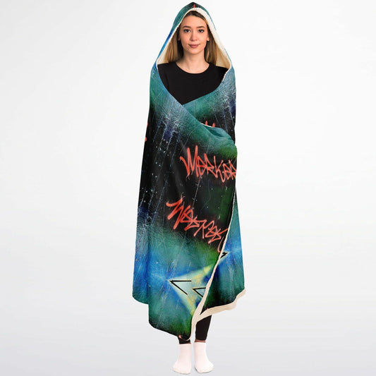 Blue Graffiti - Hooded Blanket Micro Fleece