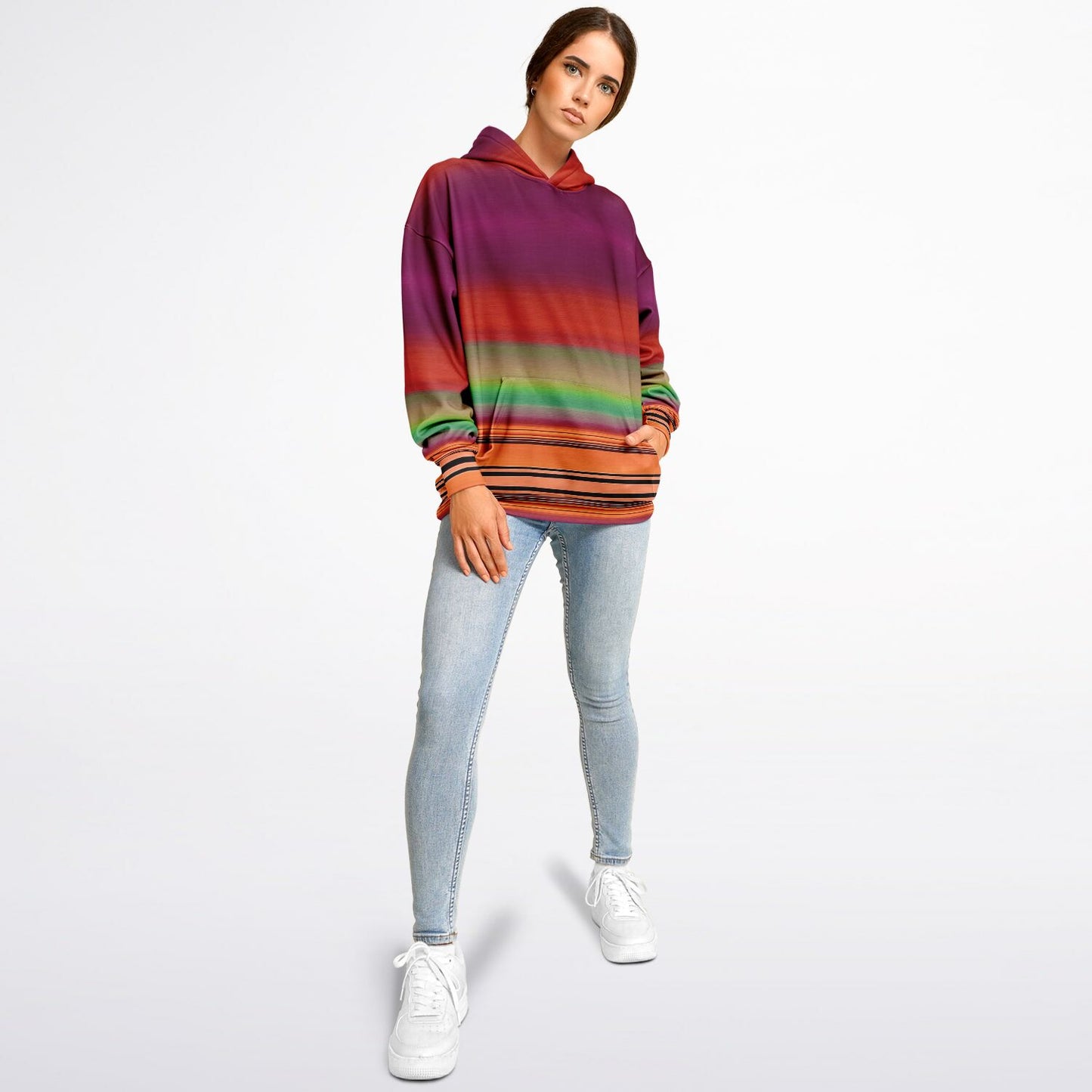 Rainbow stripes / extra thick hoodie