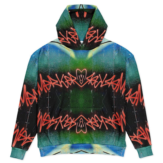 Blue graffiti 150dpi - full bleed -Heavyweight Oversized Hoodie